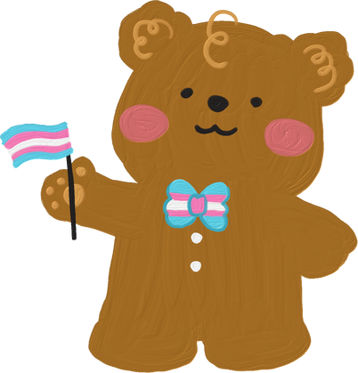 Cute Painterly Pride Bear with Transgender Flag