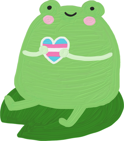 Cute Painterly Pride Frog with Transgender Heart